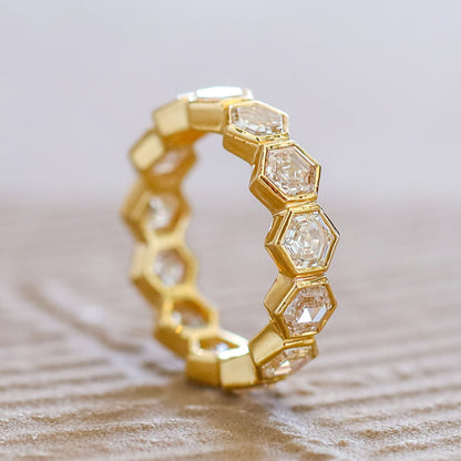 Pratima's Hexagon White Diamond Band