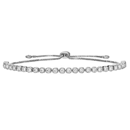 Modern Bezel White Diamond Bolo Bracelet