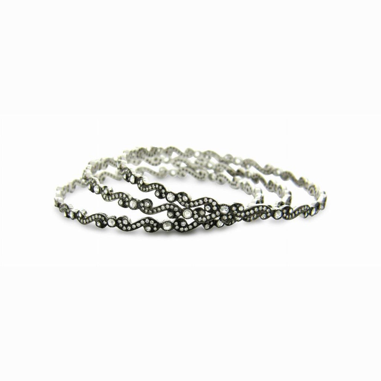 Scroll White Diamond Bangle