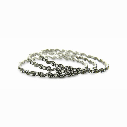 Scroll White Diamond Bangle