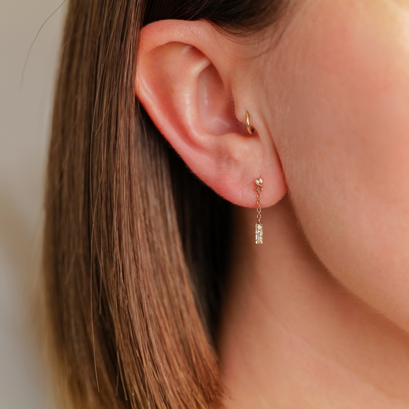 Barrel White Diamond Drop Earrings