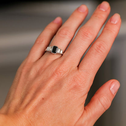 Black Emerald Cut Diamond Ring