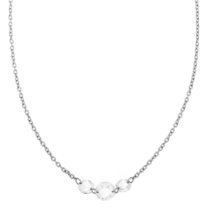 Cien 3 Stone White Diamond Necklace