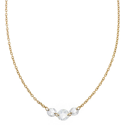 Cien 3 Stone White Diamond Necklace