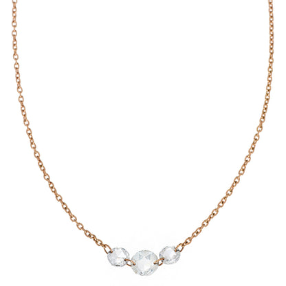 Cien 3 Stone White Diamond Necklace