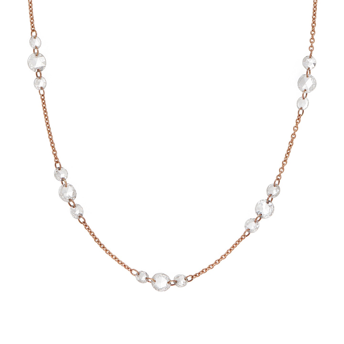 Cien Cluster White Diamond Station Necklace