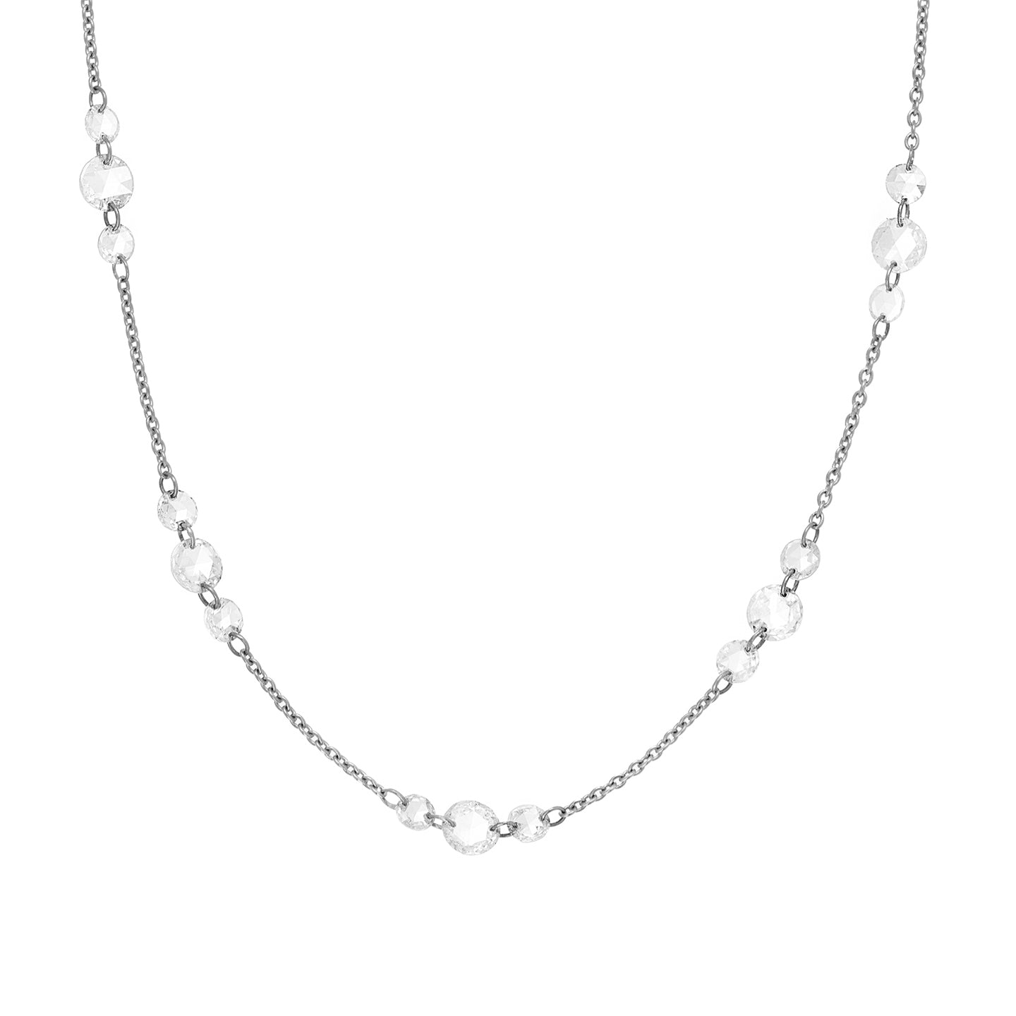 Cien Cluster White Diamond Station Necklace