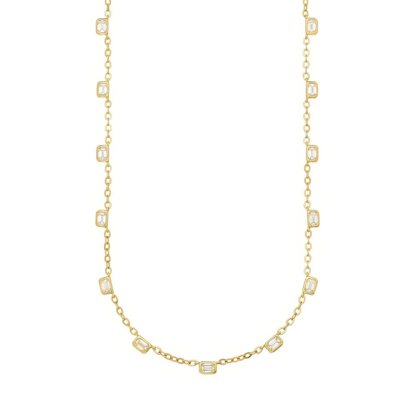 Nea White Diamond Station Necklace