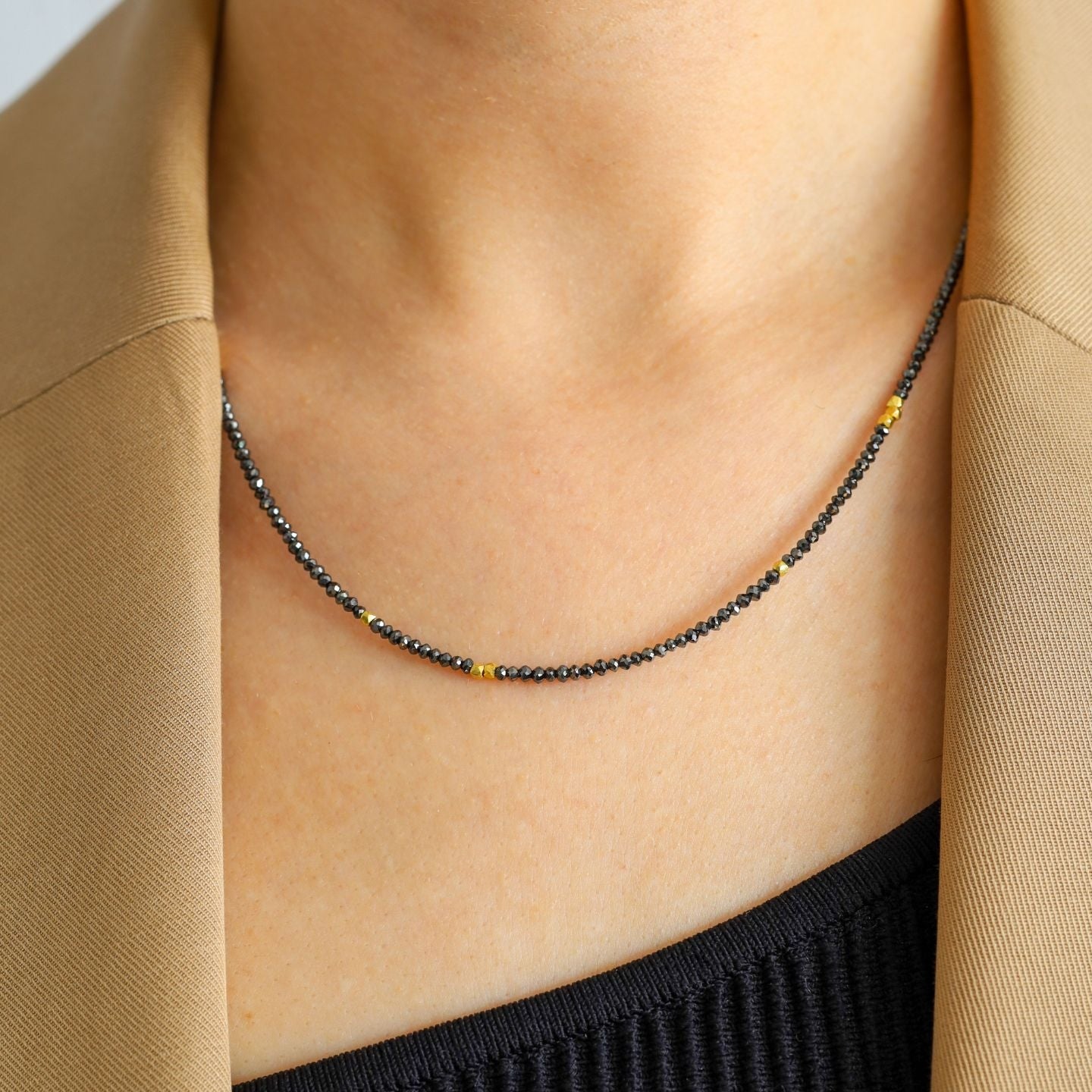 Noir Black Diamond and Gold Necklace