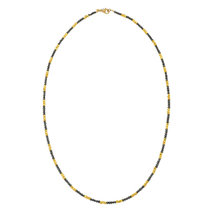 Noir Small Black Diamond Alternating Gold Bead Necklace