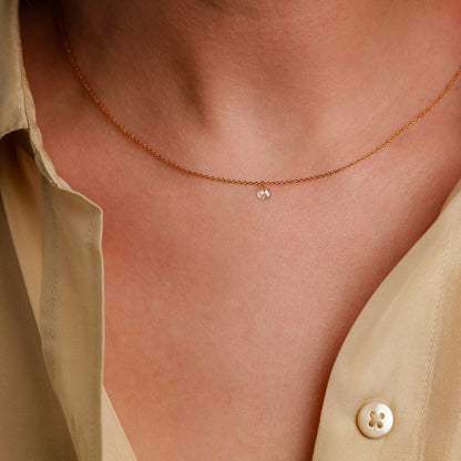 Cien 1 Stone White Diamond Drop Necklace