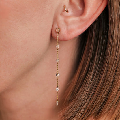 Cien White Diamond Linear Earrings