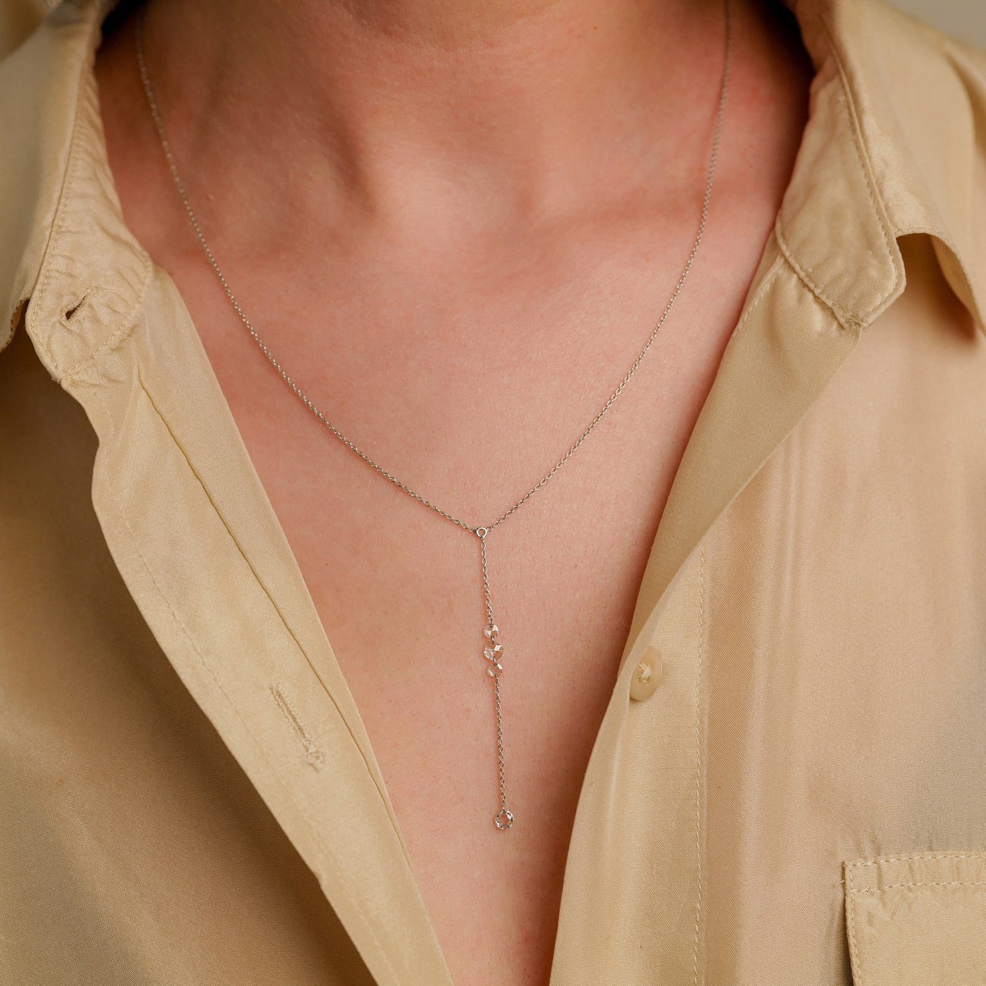 Cien 5 Stone White Diamond Linear Necklace