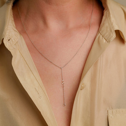 Cien 5 Stone White Diamond Linear Necklace