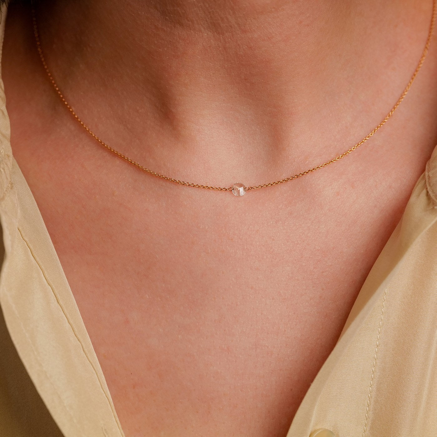 Cien 1 Stone White Diamond Necklace