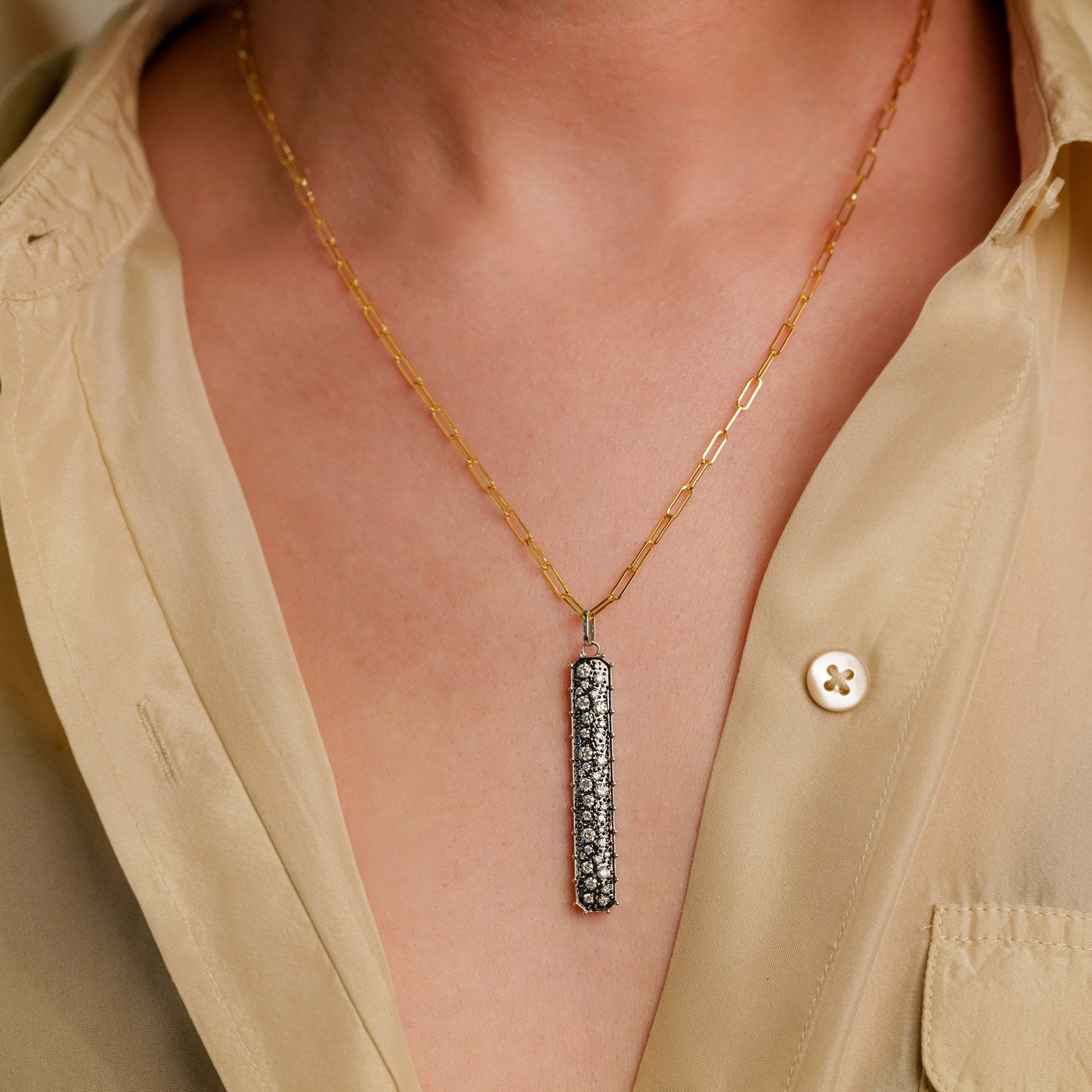 Confetti White Diamond Black Rhodium Tag Pendant