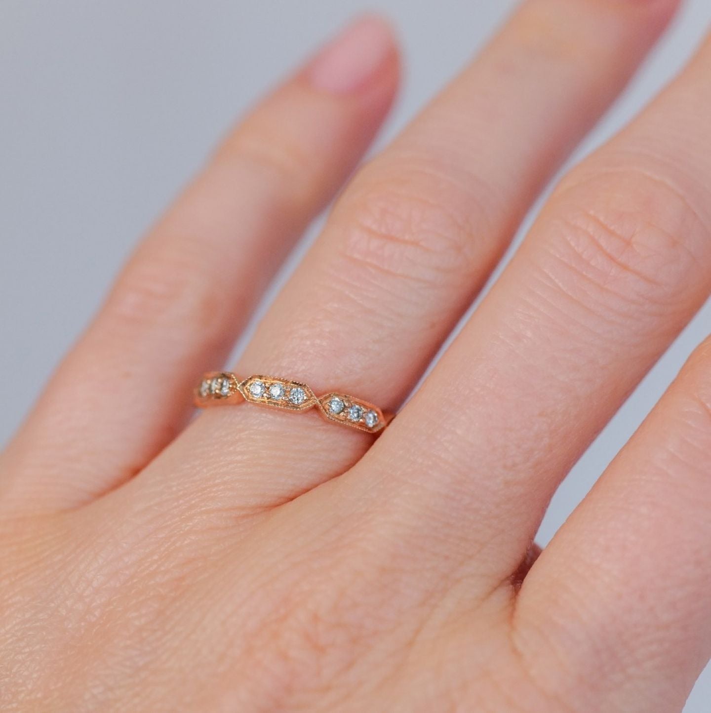 Deco White Diamond Band