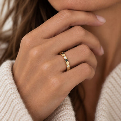 Elodie Black and White Diamond Band