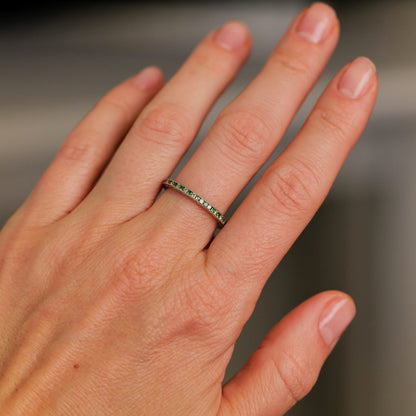 Channel Set Emerald and Diamond Band