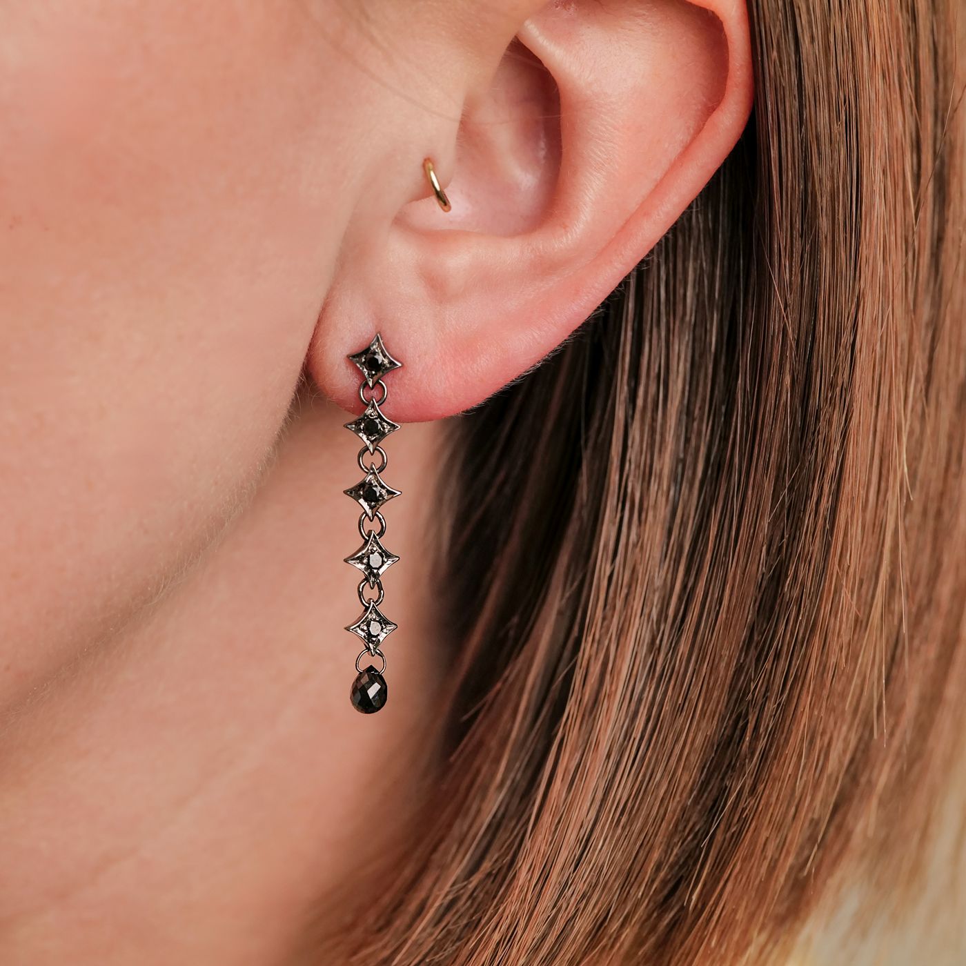 Etoile Black Diamond Linear Earrings