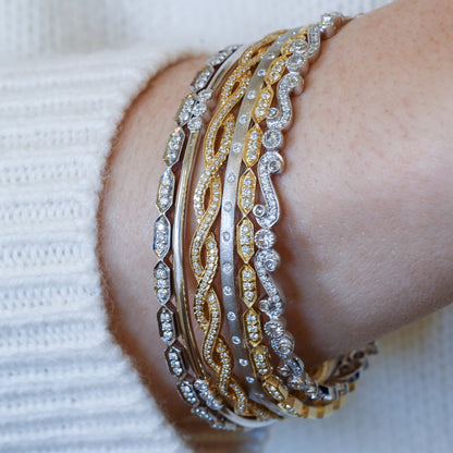 Deco White Diamond Bangle