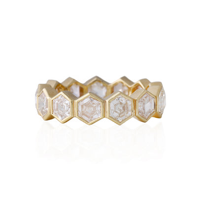 Pratima's Hexagon White Diamond Band