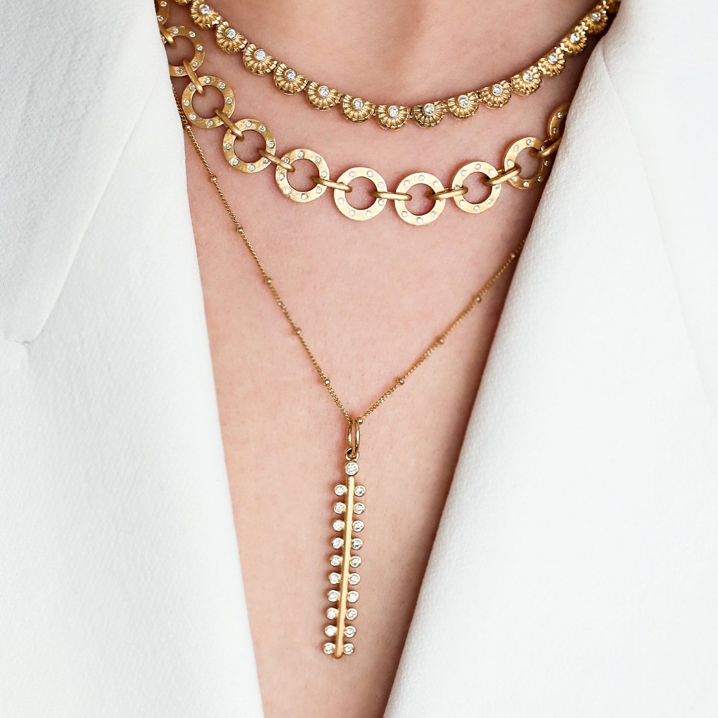 Mist White Diamond Linear Pendant