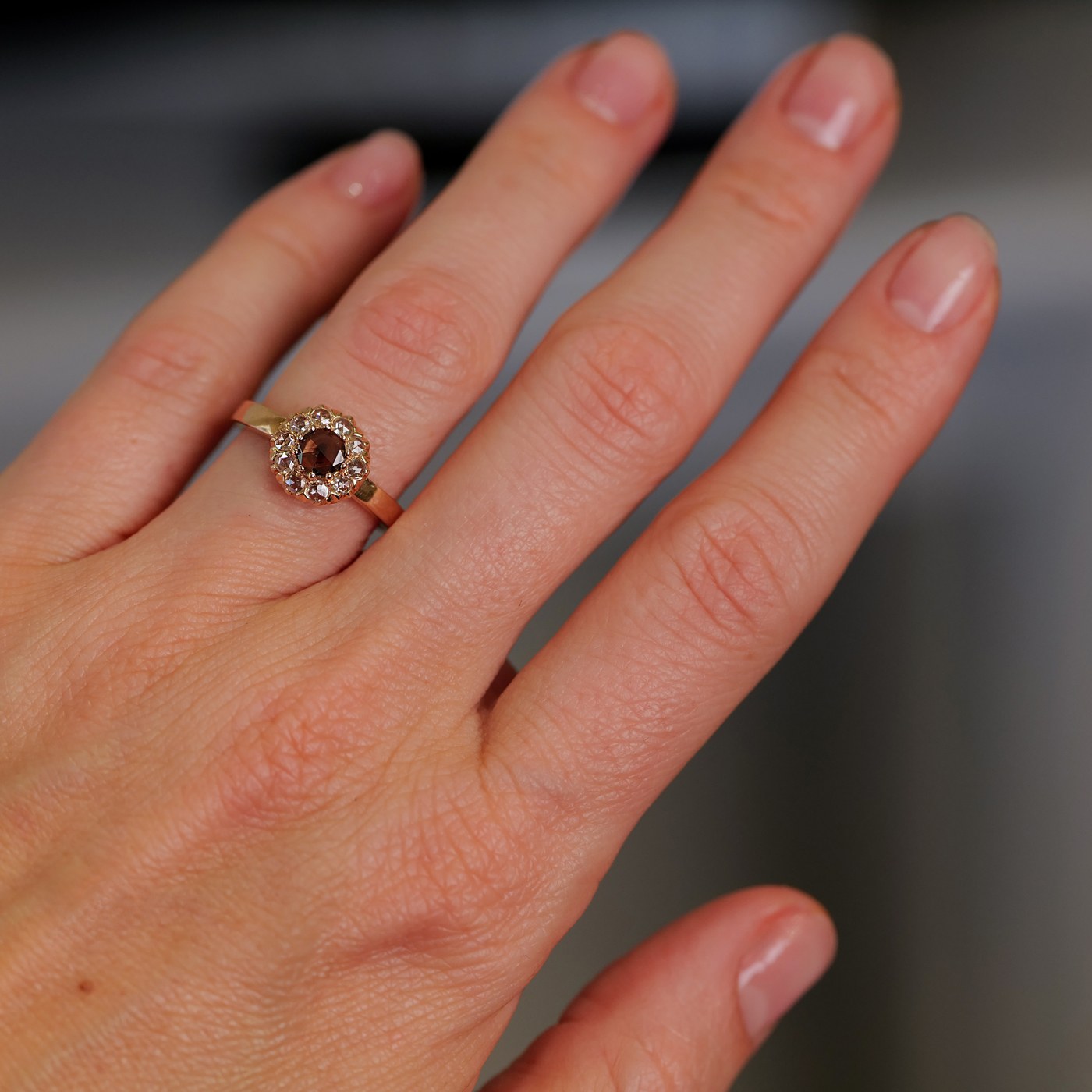 Venus Champagne Rose Cut Diamond Rose Gold Ring