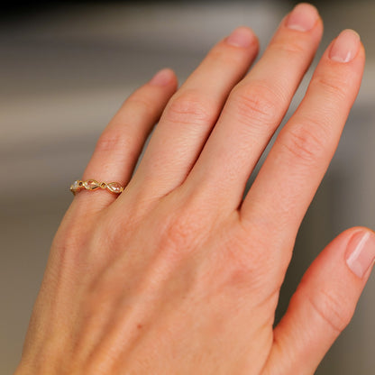 Fine Vine Burnt Orange Diamond Band Size 4