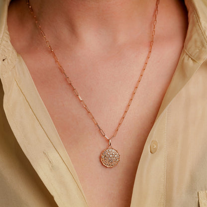 Confetti Small Disc White Diamond Rose Gold Pendant