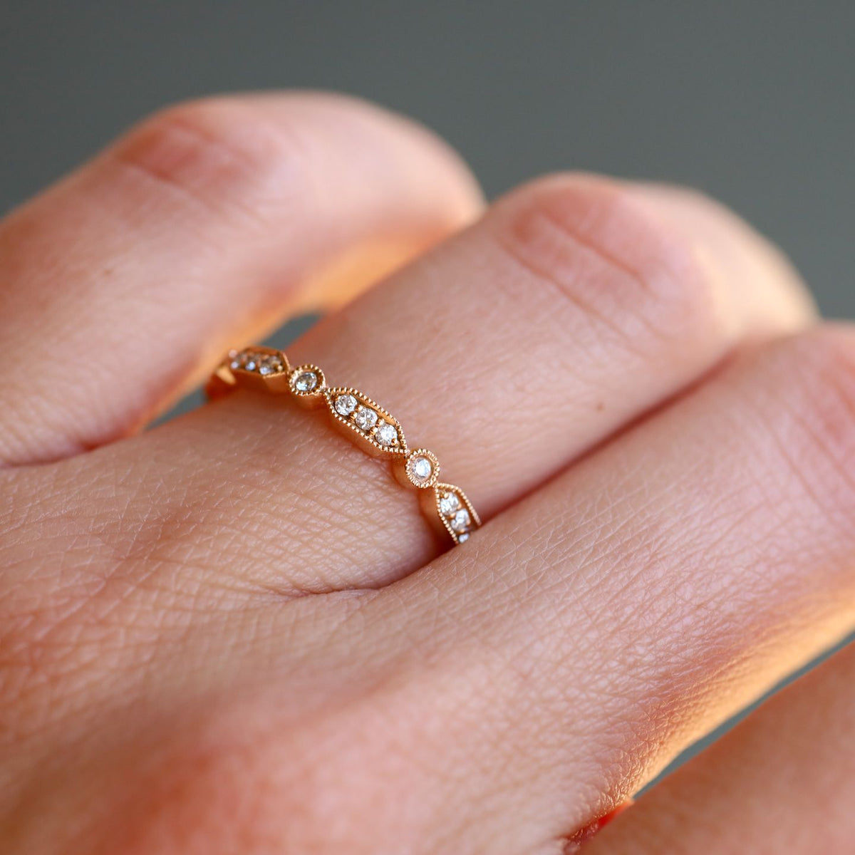 Small Diamond Stacking Rings 18K Gold Deco Small Diamond Stacking Ring | Sethi Couture