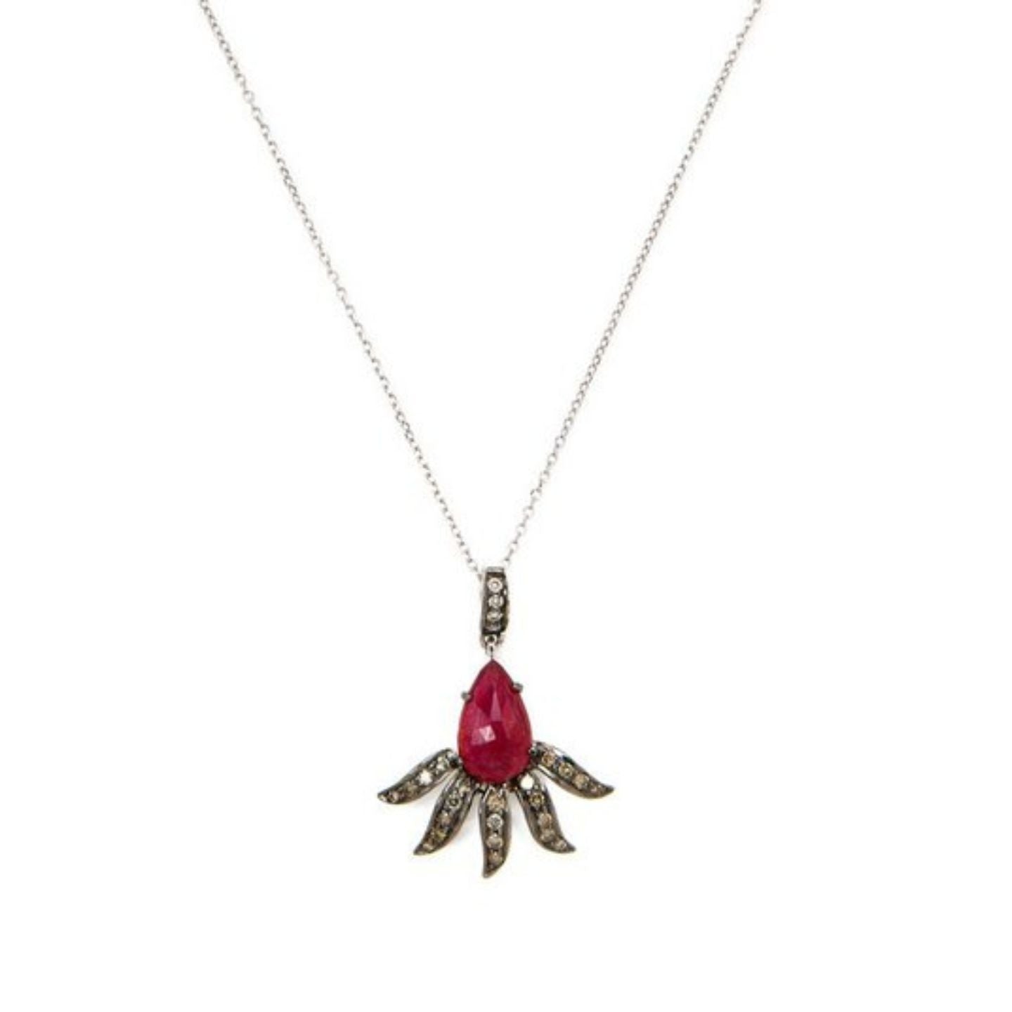 Medusa Ruby and Champagne Diamond Pendant Necklace