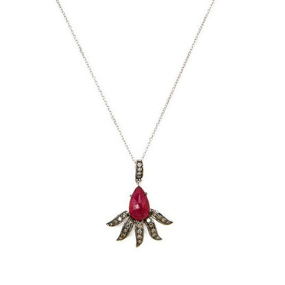 Medusa Ruby and Champagne Diamond Pendant Necklace