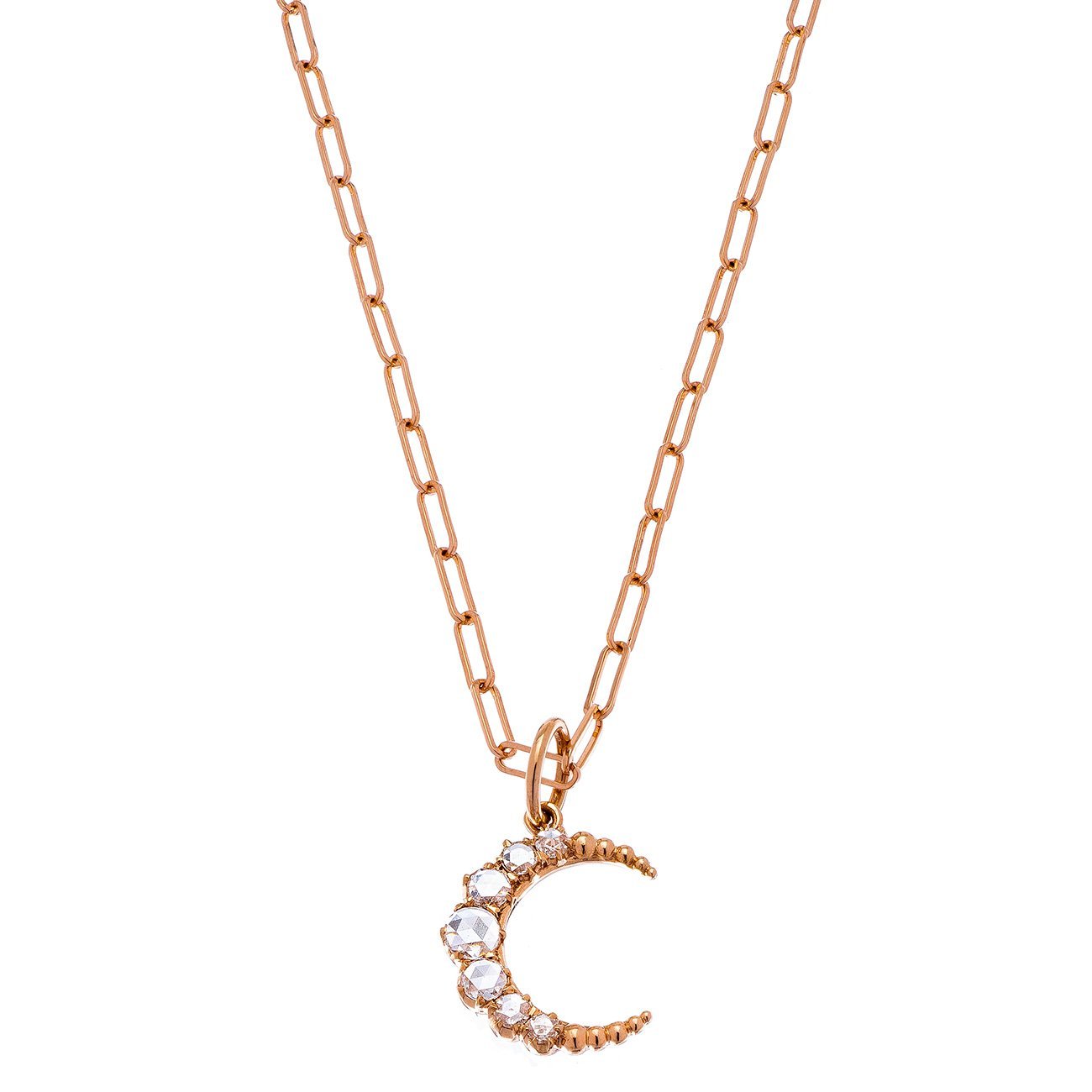 Crescent Small White Diamond Pendant