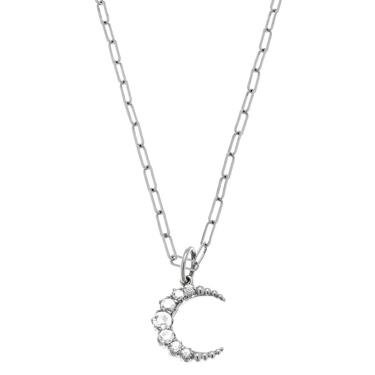 Crescent Small White Diamond Pendant