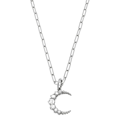 Crescent Small White Diamond Pendant