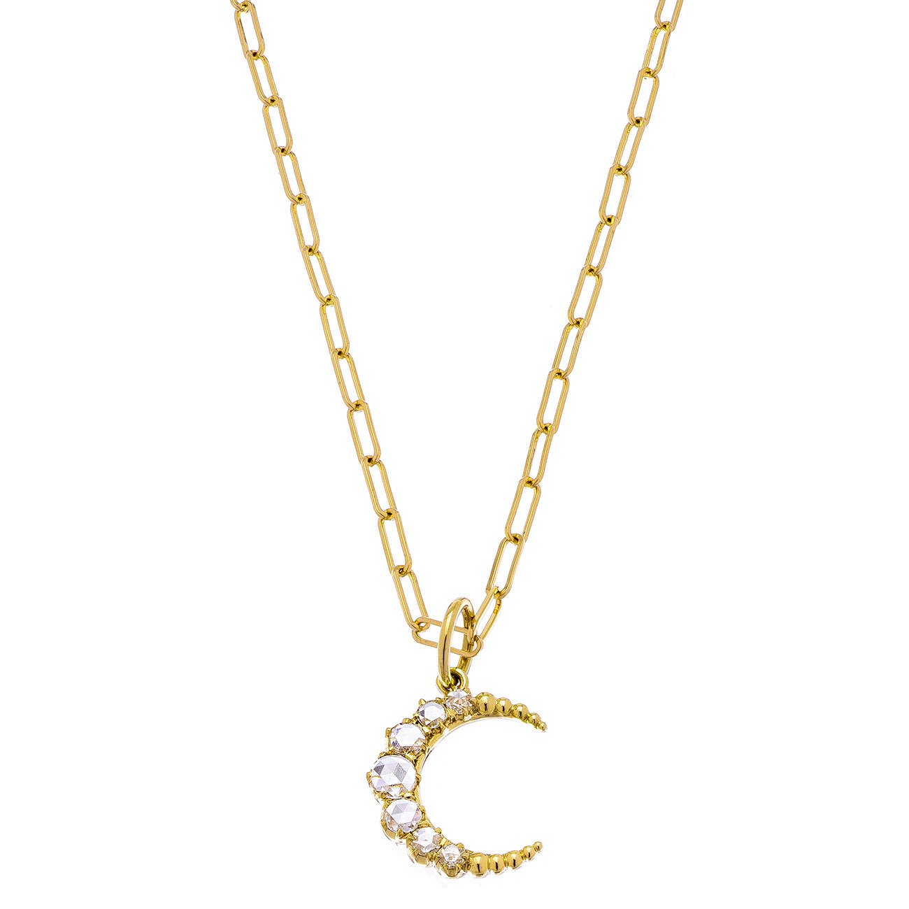 Crescent Small White Diamond Pendant