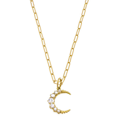 Crescent Small White Diamond Pendant