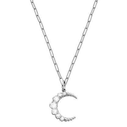 Crescent White Diamond Pendant