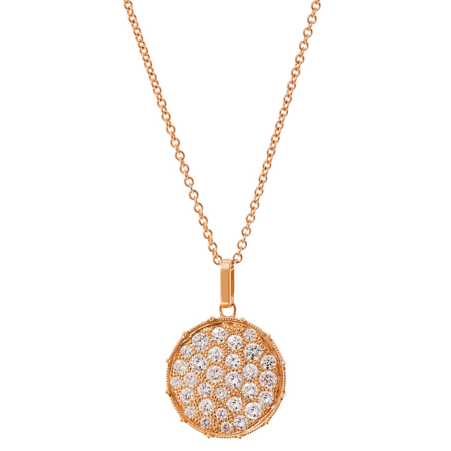 Confetti Small Disc White Diamond Rose Gold Pendant