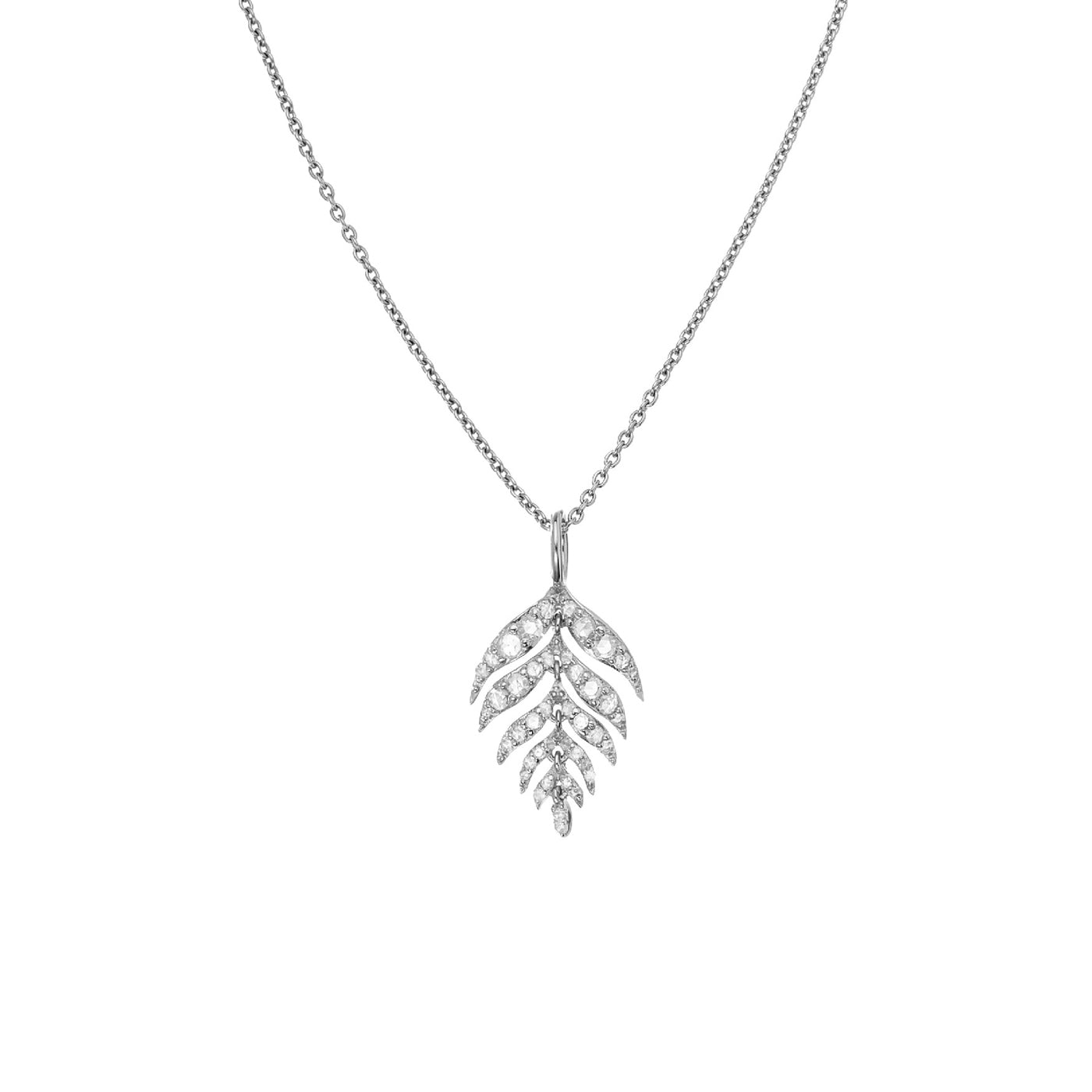 Feuille Small White Diamond Necklace