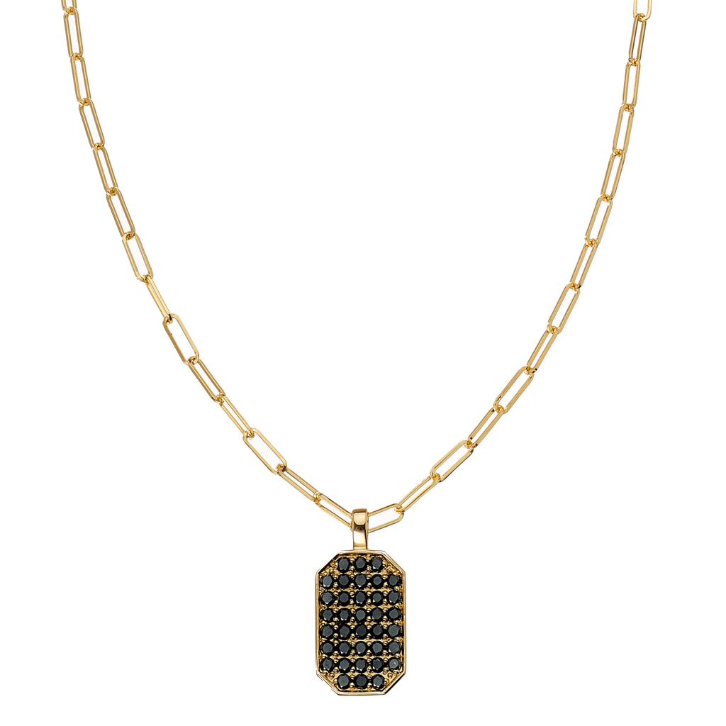 P.S. Large Tag Pavé Black Diamond Necklace