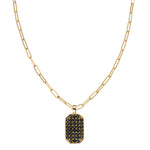 P.S. Large Tag Pavé Black Diamond Necklace