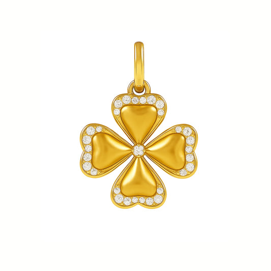 Clover White Diamond Charm
