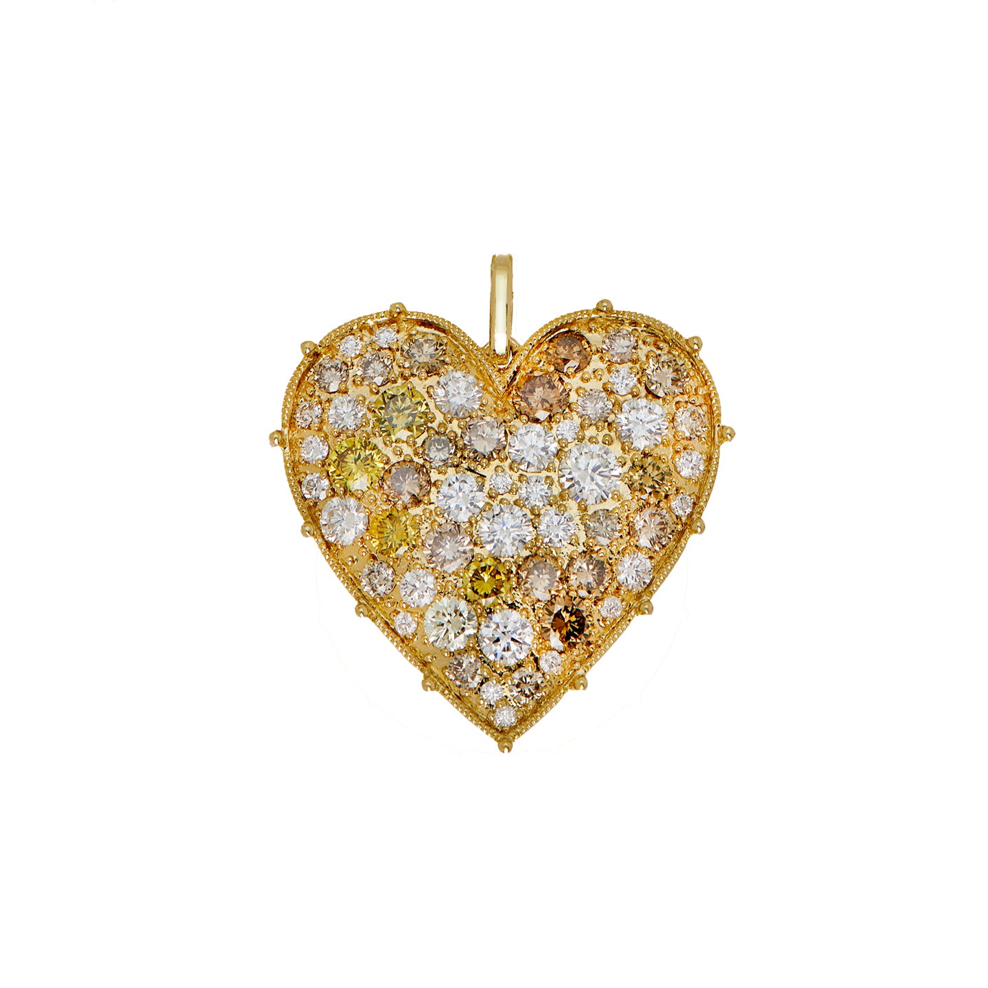 Confetti Heart Multi-Color Diamond Pendant
