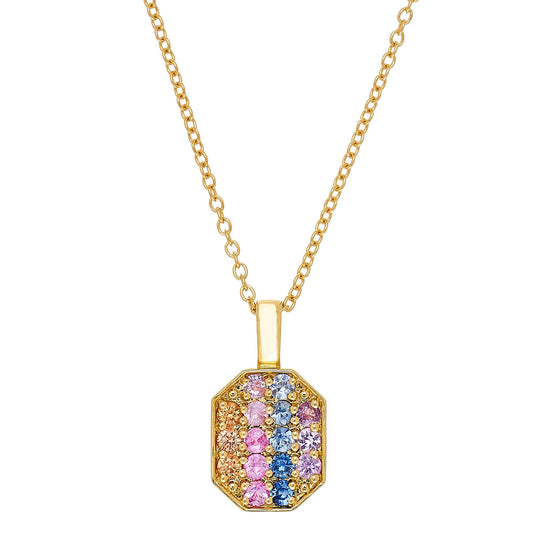 P.S. Pavé Rainbow Sapphire Small Tag Charm