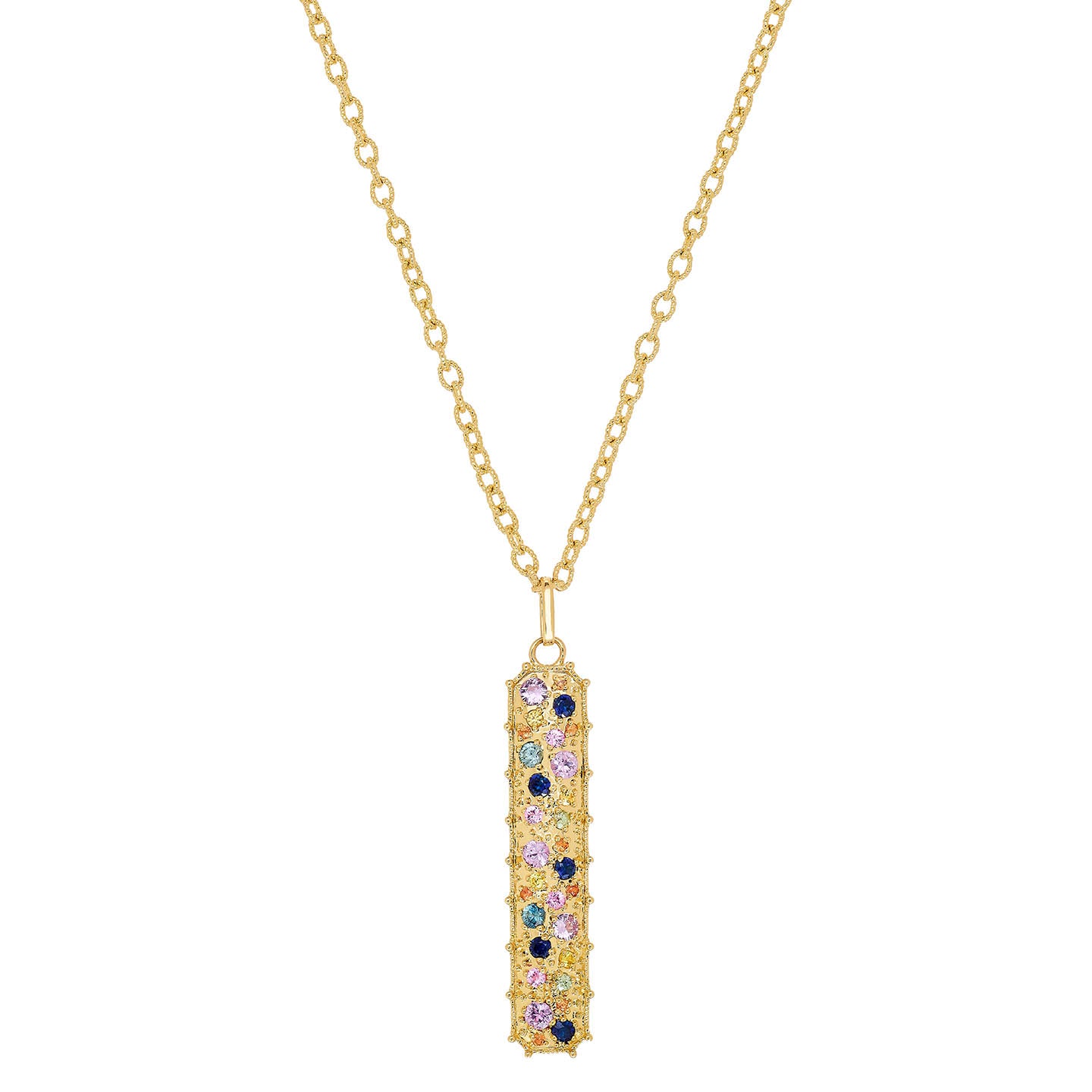 Confetti Rainbow Sapphire Tag Pendant