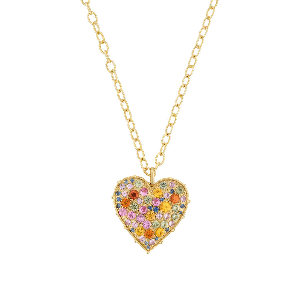 Confetti Heart Rainbow Sapphire Pendant