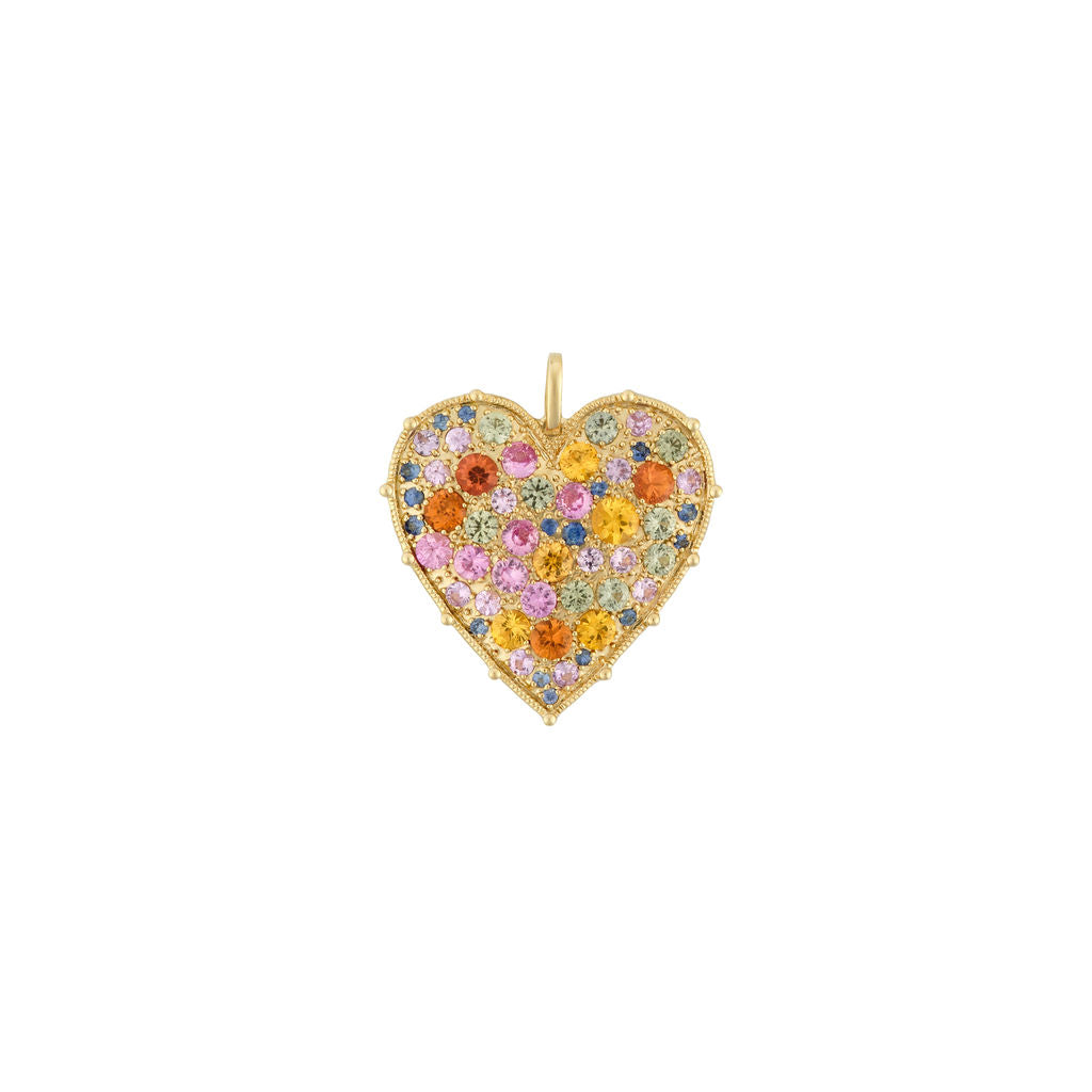 Confetti Heart Rainbow Sapphire Pendant