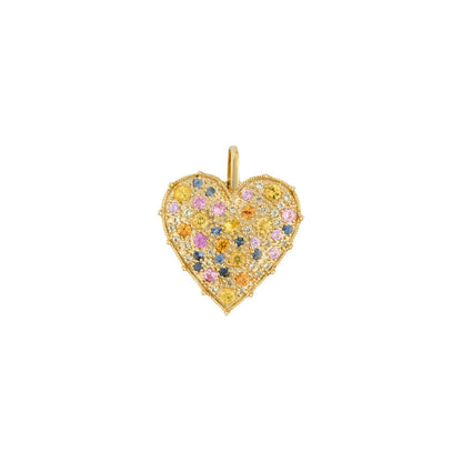 Confetti Small Heart Rainbow Sapphire Pendant